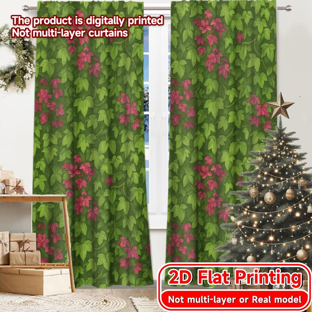 

2pcs, 2D FLAT PRINTING Curtains (Without Rod) Floral Stone Passage Christmas Festival Creative Curtains Fabric Curtains Festive 52.50 × 116.00 cm 2 pcs
