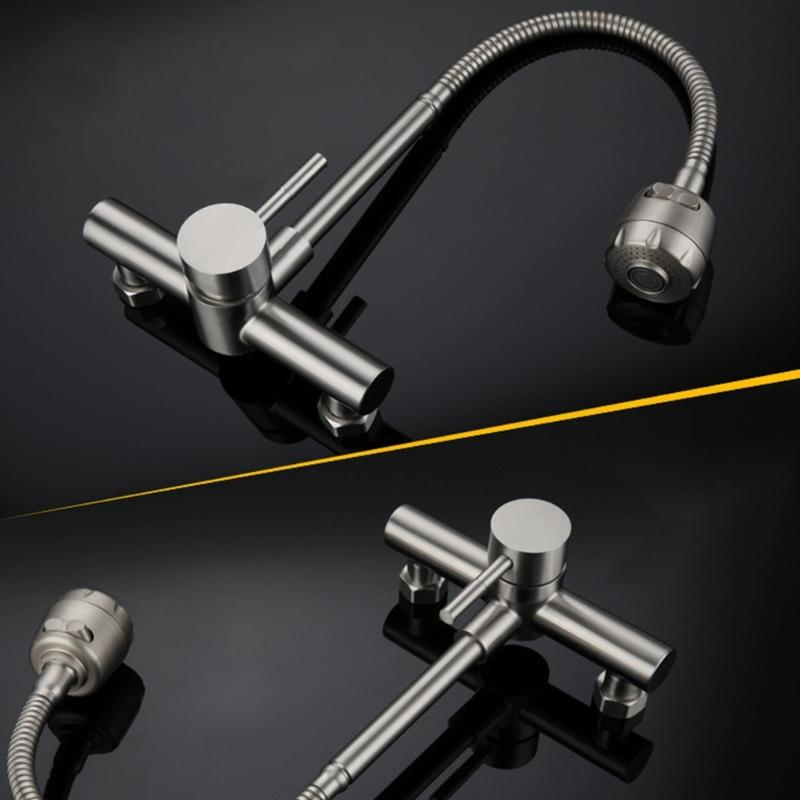 Wall Mounted Kitchen Faucet With Ceramic Cartridges Washbasin Mixing Switches 360 Degree Rotate Sprayers Faucet Enduring