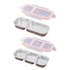 2Pcs Stainless Steel Snack Containers Leak-proof Sauce Box 700ml Divided Snack Food