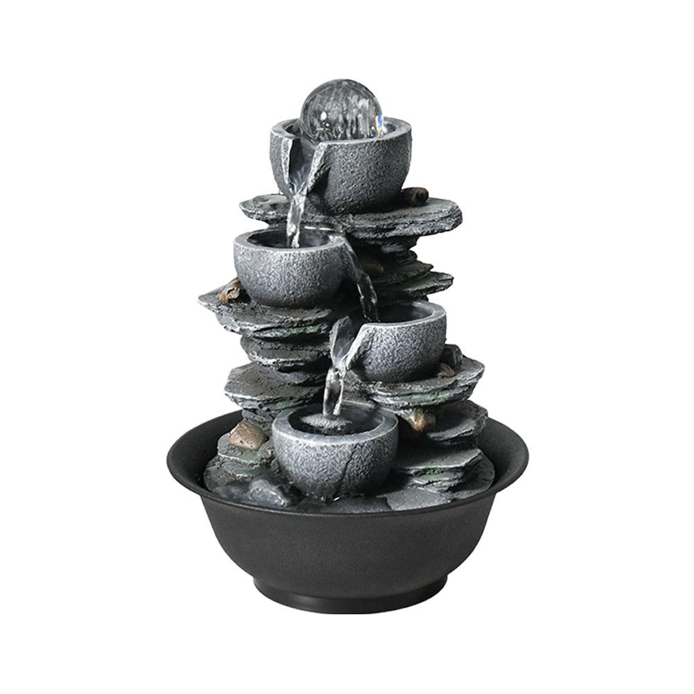

Handmade Gifts Cascading Rock Tabletop Water Fountains Waterfall Tiered Stone Home and Office Lucky Fengshui Fountain Humidifier