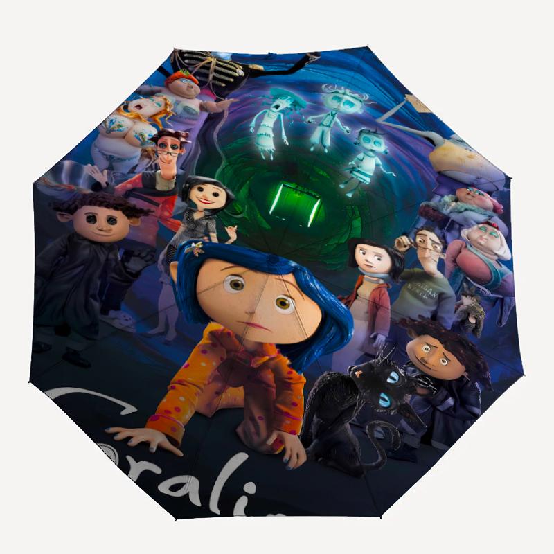 1 stk Coraline (3) Paraply, Solbeskyttelse og UV-beskyttelse. Den har otte robuste ribber til udendørs brug og er en perfekt gave