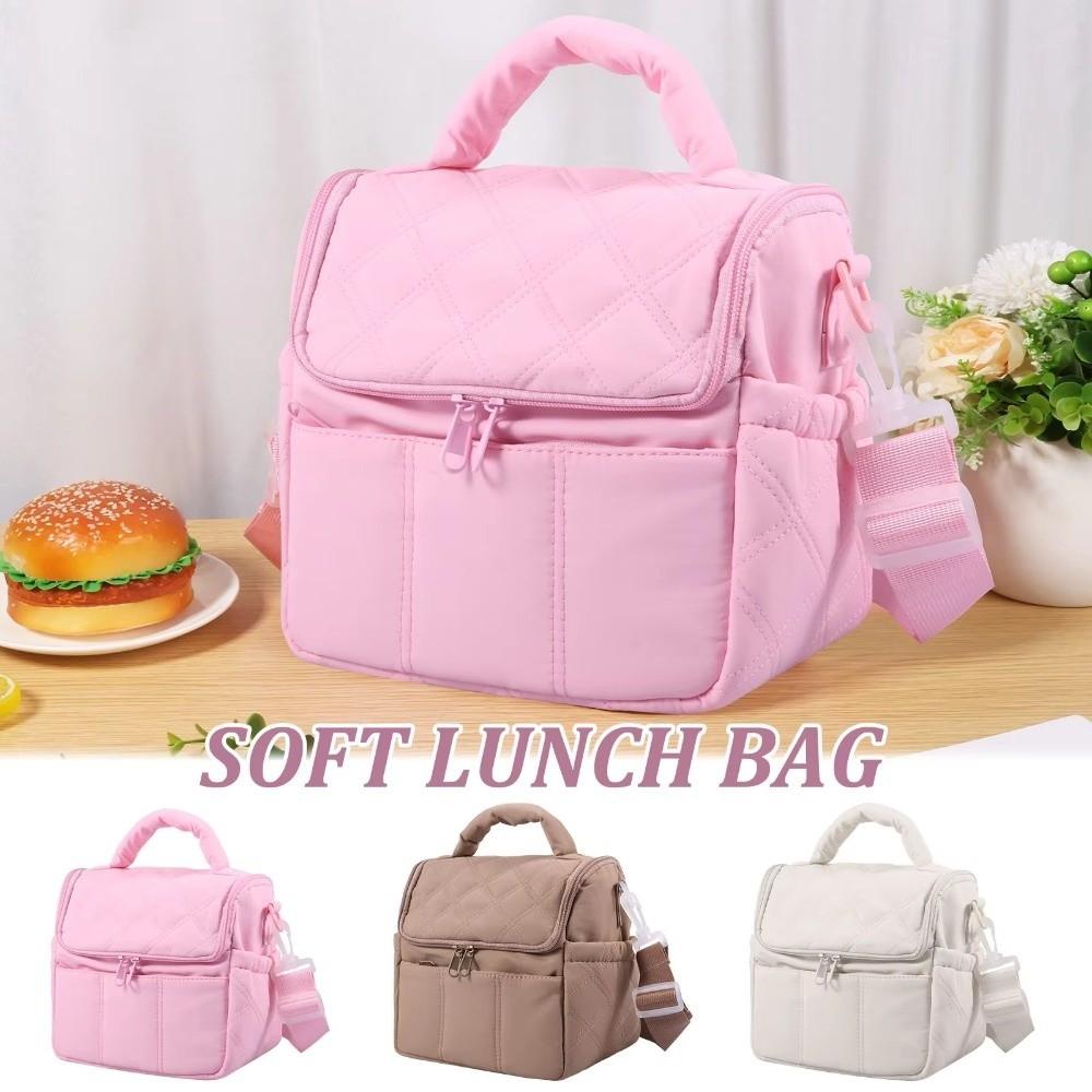 Quilted Puffer Insulated Lunch Bag Soft Cooler Thermal Bag Multi-functional Lunch Tote  Work