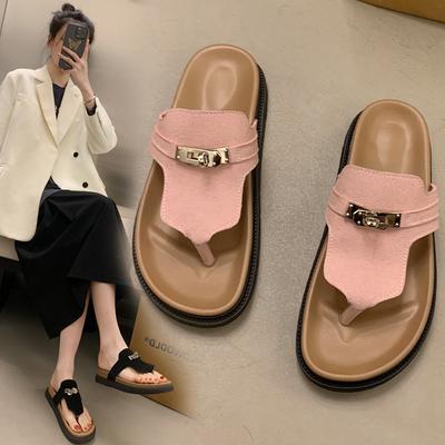 Sandalen met dikke zool en teenstuk, damesschoenen voor de zomer, strand schoenen, twee sandalen, kleine casual luie muffin halve slippers