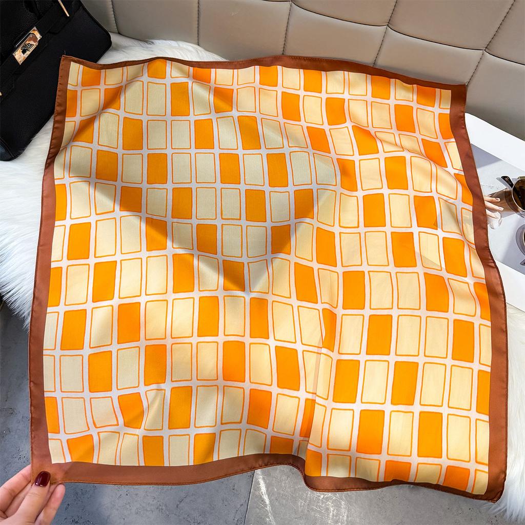 Korean High-end Printed Silk Scarf Women's Thin Neck Protection Neck Small Square Scarf Versatile Fashion Decorative Small Scarf