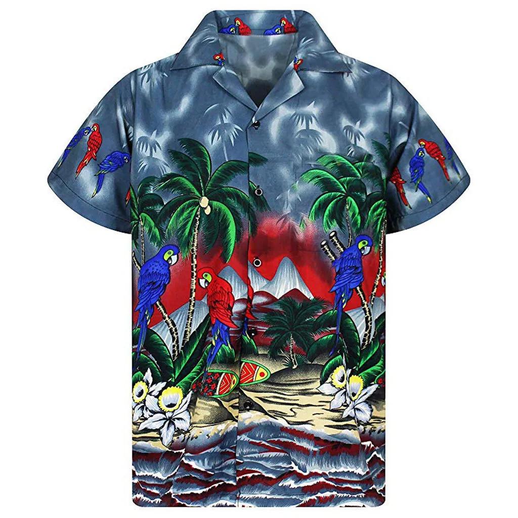 

Hawaiian Palm Trees 3D Print Men Shirt Man/Women Casual Fashion Short Sleeves Shirts Lapel Button Tops Oversized Unisex Clothing XL