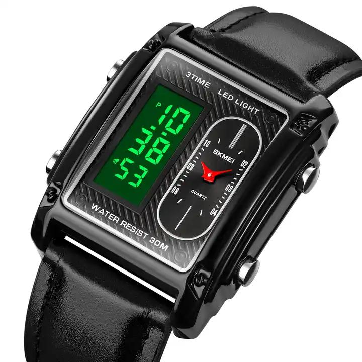 SKMEI 1868 Neuankunft 3ATM Wasserdicht Digital Einzigartig Chrono Relogio Mode Elektronisch Stahl Leder Uhren für Herren