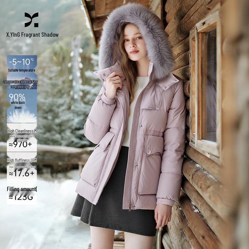 Xiangying Women s Fox Fur Collar Down Parka M