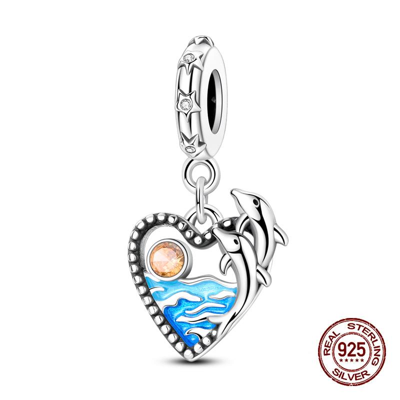 Summer Charms Copper Luminous Ocean Series Pendants Crab Whale Charms Beads Fit Original Bracelet Fine Diy Jewelry