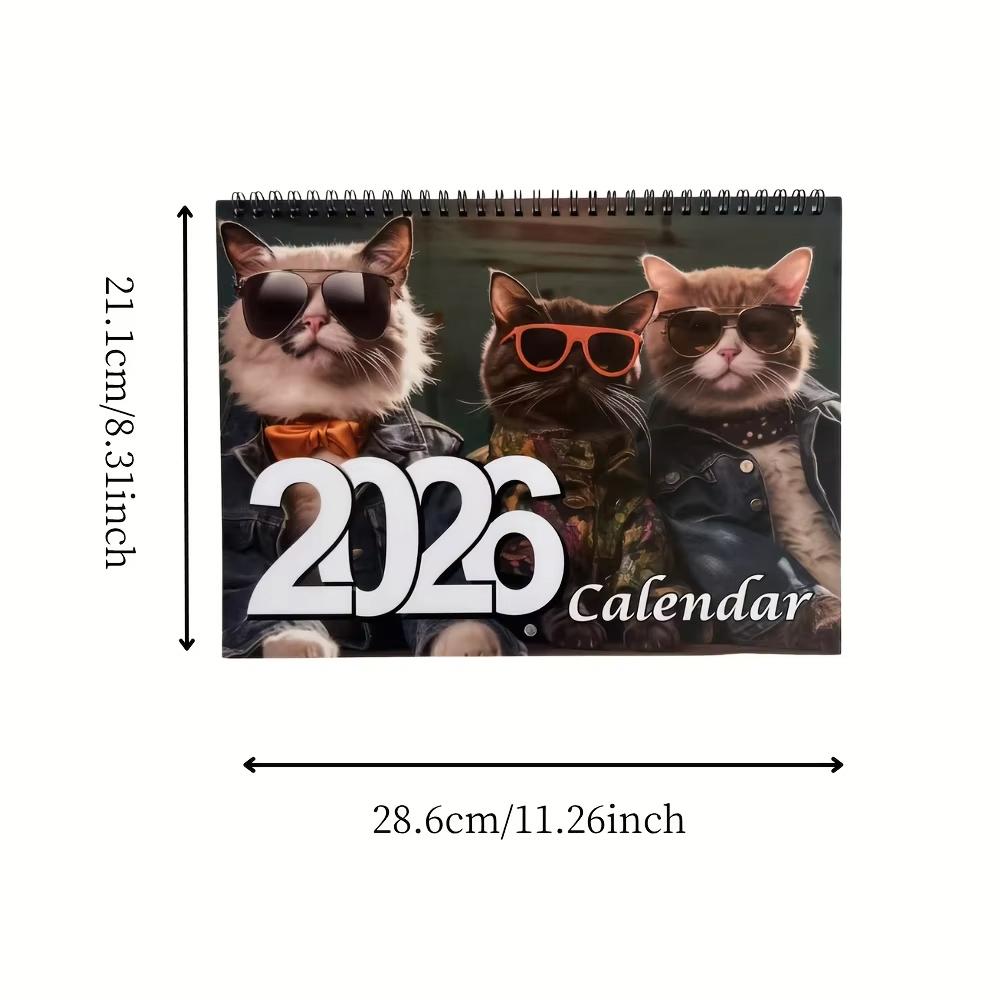 2026 Hip Cat Wall Calendar 3 Cool Cats In Sunglasses Trendy Attire Must Have for Cat Lovers Perfect Gift and Home Decor