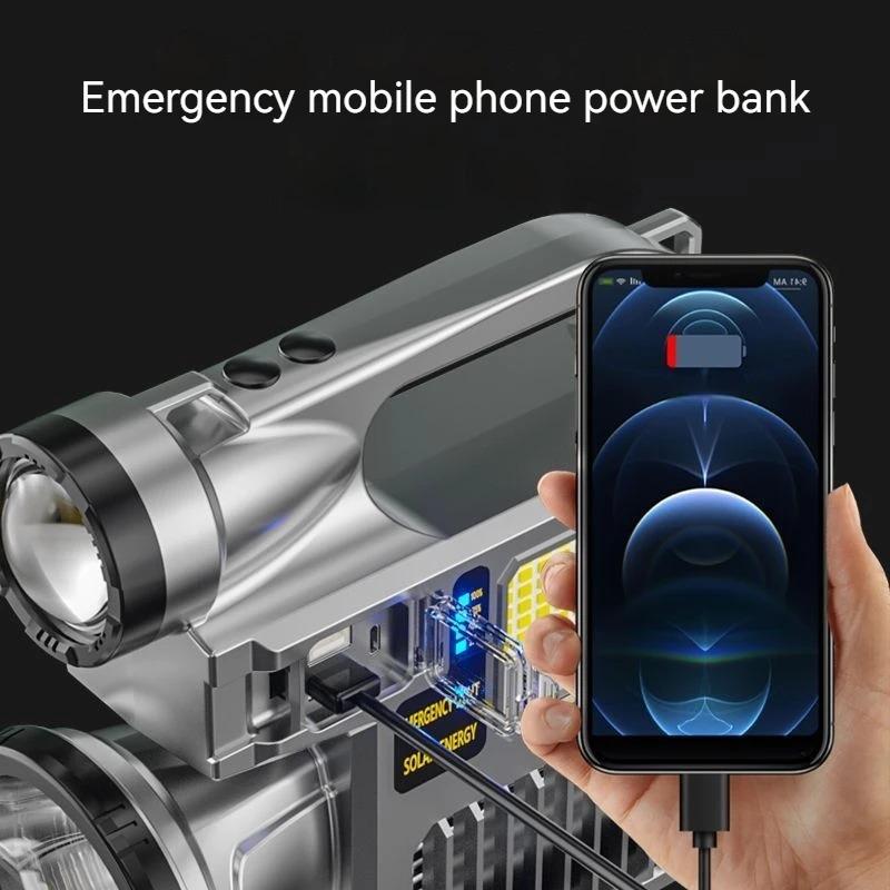 Solar Powered Outdoor Multi-Function Display Handheld Flalight Portable Cam Travel Gear Type-C Rechargeable Flalight