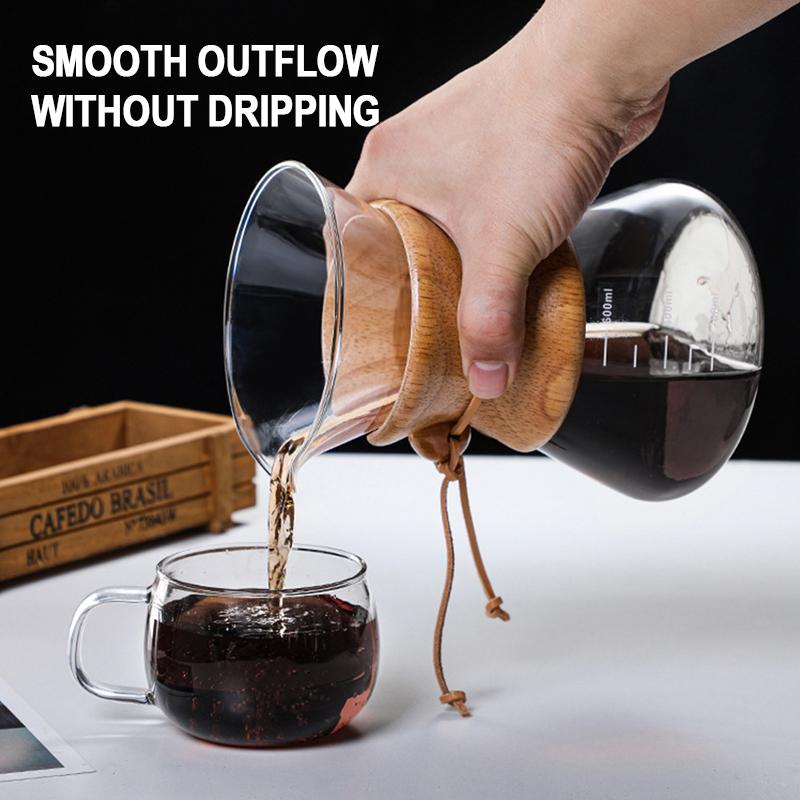 Coffee Maker Kettle Clear Hand Brew Coffee Pot High Borosilicate Glass Stainless Steel Filter Dripper Pour Coffee Server Pot