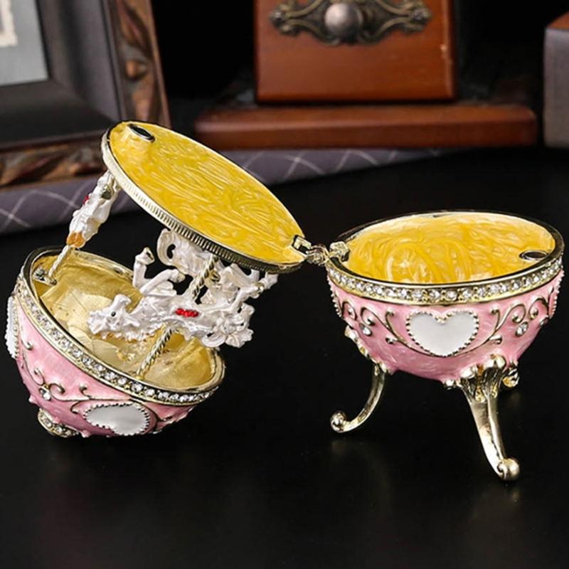 European Style Zinc Alloy Jewelry Organizers Featuring Rotating Carousel Design and Rhinestones Decors