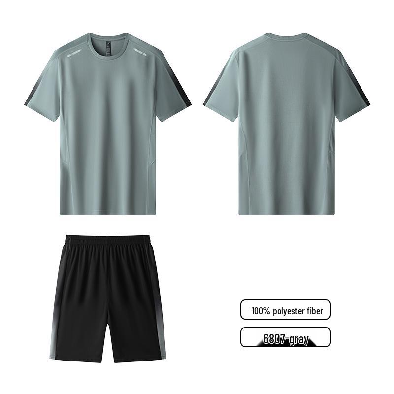 Men's Quick-Dry Short-Sleeve Sportswear Set for Summer Running and Fitness