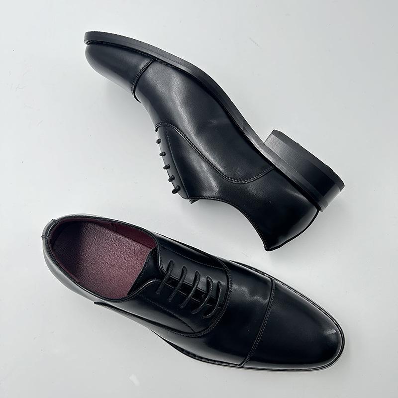 

2025 Весна и осень Деловые кожаные туфли с острым носком Мужские оксфордские туфли Кожаные туфли, увеличивающие внутреннюю высоту Мужские деловые платья в британском стиле 37 чёрный