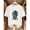 European Sizes Men's T-Shirt with Motorcycle Riding Skeleton Print - Short Sleeve Round Neck Casual Goth Tee for Spring Summer Fall
