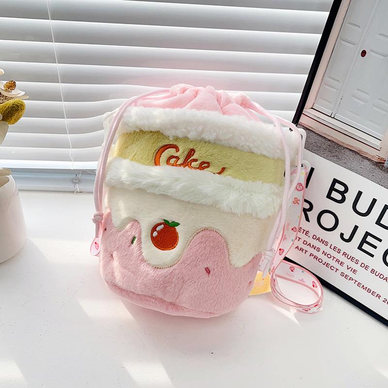 Cute cake plush bag creative storage bag girl change mobile phone bag children