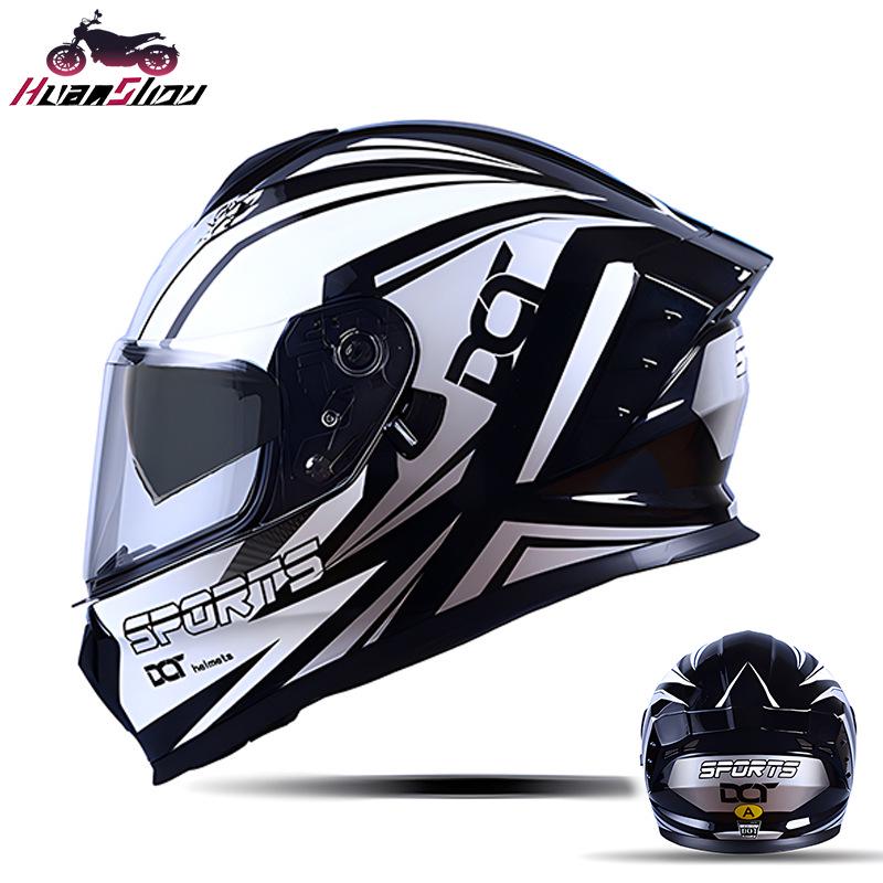 In-Stock Full-Face Double Lens Motorcycle Helmet - Retro Design for Men & Women, Ideal for Street Bikes & Scooters