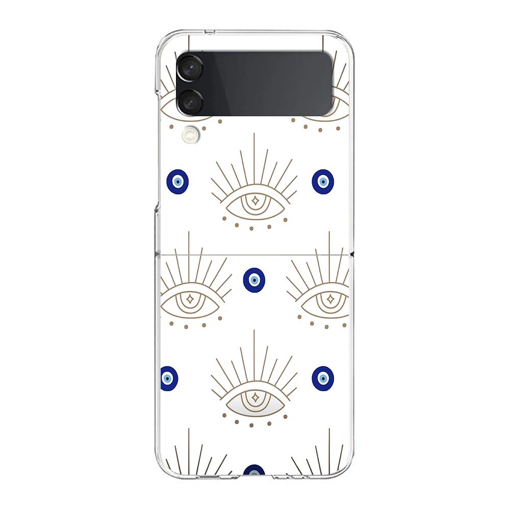 Phone Case For Samsung Galaxy Z Flip 3 4 5 Hard Folding PC Bumper Blue Eye Art For Samsung Z Flip 6 Back Cover