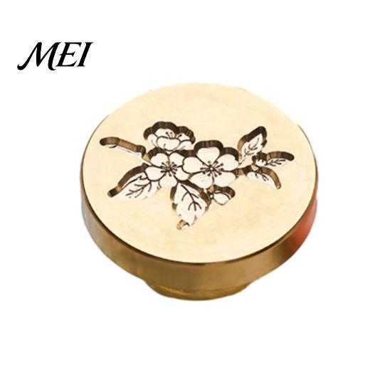 Greeting Card Sealer Wax Seal Stamp, Vintage Plant Pattern Head, Durable Flower Embossing Stamp Copper Head Replacement, for Envelope And Cards