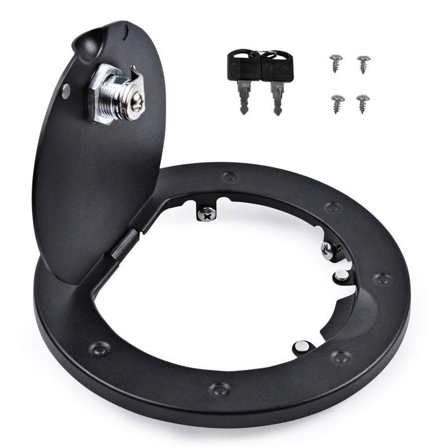 For 07-18 Jeep Wrangler JK Aluminum Gas Tank Cap Locking Fuel Filler Door Cover