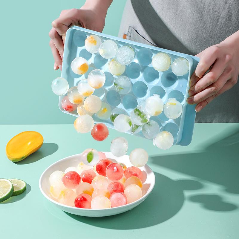 33 Formă pentru hochei cu minge de gheață Cocktail Whisky congelat Mini bile Maker PP Formă rotundă pentru cuburi de gheață cu capac Cutie pentru tavă de gheață Ustensile de bucătărie