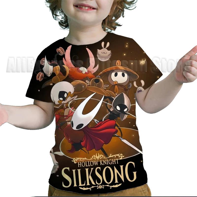 Kids Hollow Knight Silksong T-shirts Fridge Magnet Boys Girls T Shirts Child Cartoon Tshirt Camiseta Summer Toddler Tee Costume