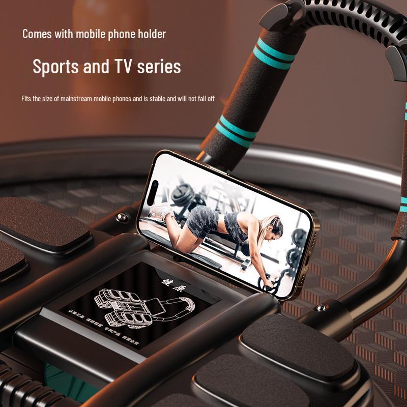 Intelligent 4-Wheel Abdominal Muscle Trainer with Automatic Rebound and Six Elbow Supports