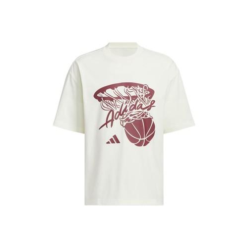 adidas brand logo versatile simple short-sleeve T-shirt, unisex, ivory white M слоновая кость/белый