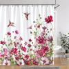 Watercolour Floral Print Shower Curtain Gorgeous Floral Rustic Flower Polyester Fabric Shower Curtains Bathroom Decor with Hooks