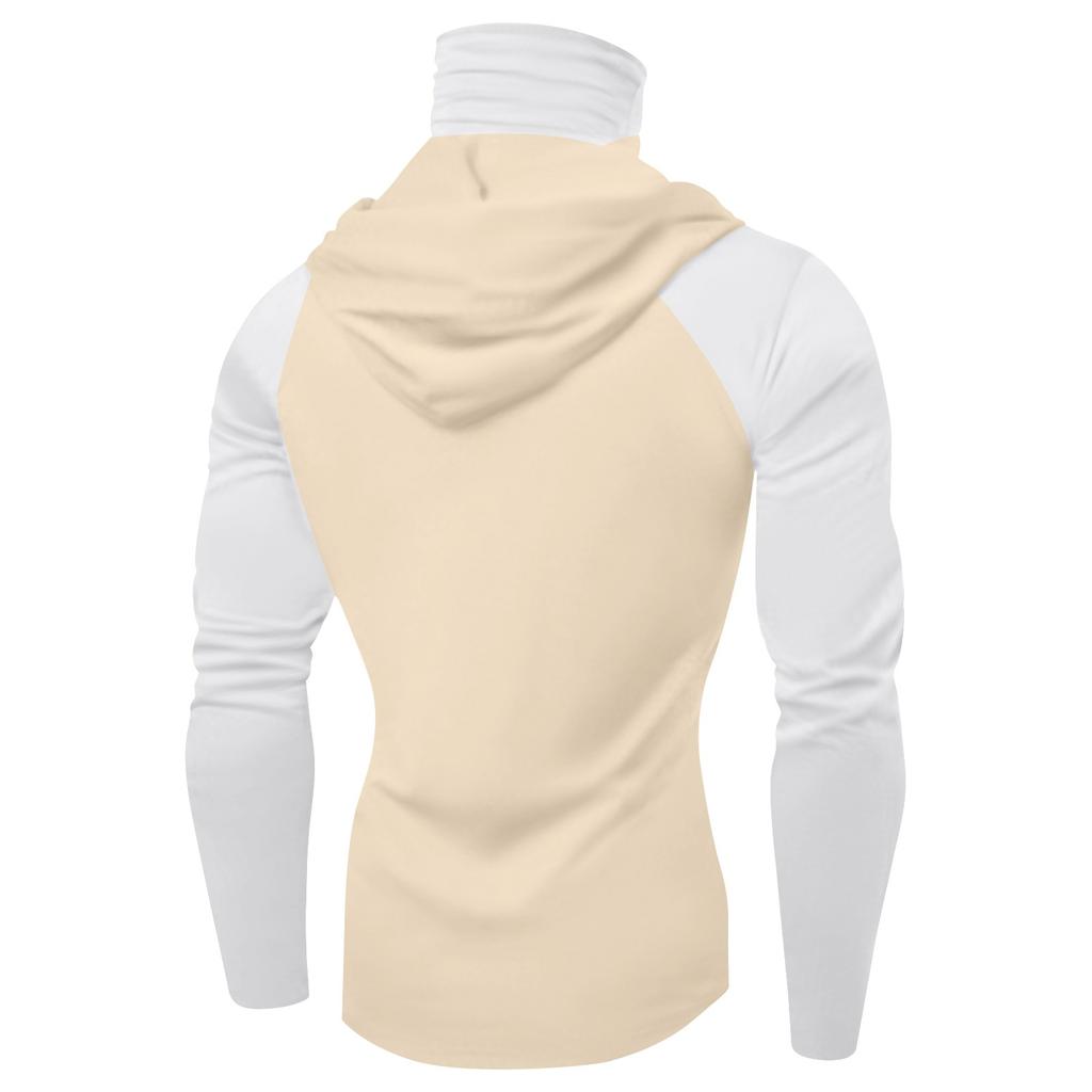 Men's Summer Color Matching Quick-drying Long-sleeved T-shirt Sun Clothing Fishing Fitness Sports Hooded Long-sleeved Top
