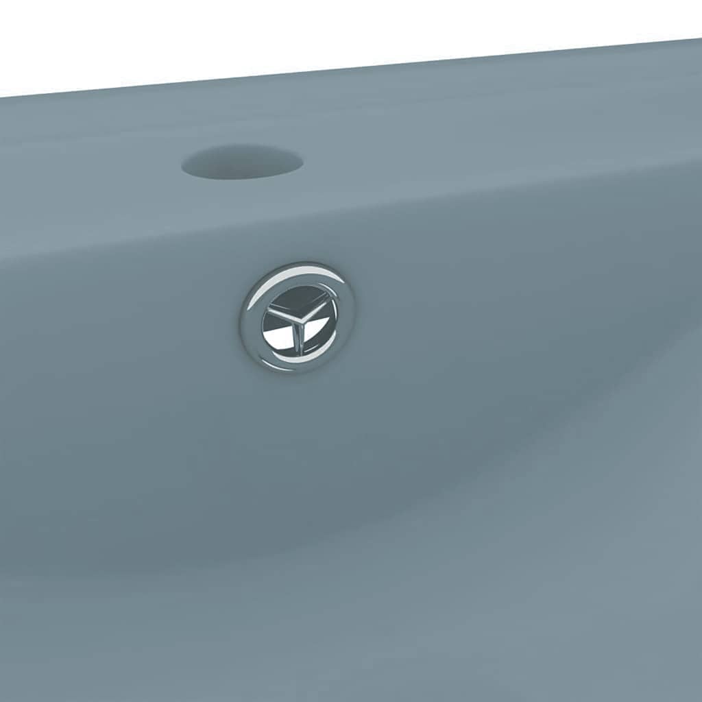 Luxury Wash Basin with Faucet Hole Matte Light Blue 60x46 Cm Ceramic