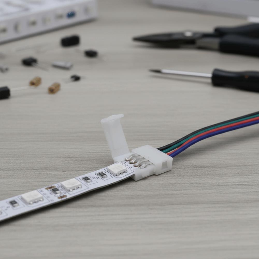 4Pin Design LED Strip Extension Connector 5-24V Voltage PCB Connection Solderless LED Connector 10mm Width Clip Installation