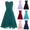 Sparkly Rhinestone Embellished Girls Party Dress V-Neck Sleeveless Pleated High Waist Knee Length A-Line for Wedding Banquet