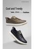 Men's Summer Cowhide Round Toe Breathable Leather Sneakers