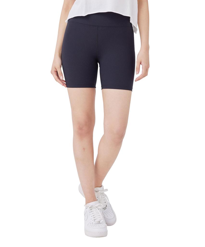 Nergy Year of Ours Ribbed Biker Black Maine Women's Hi-High Shorts, NBS14260, (01)