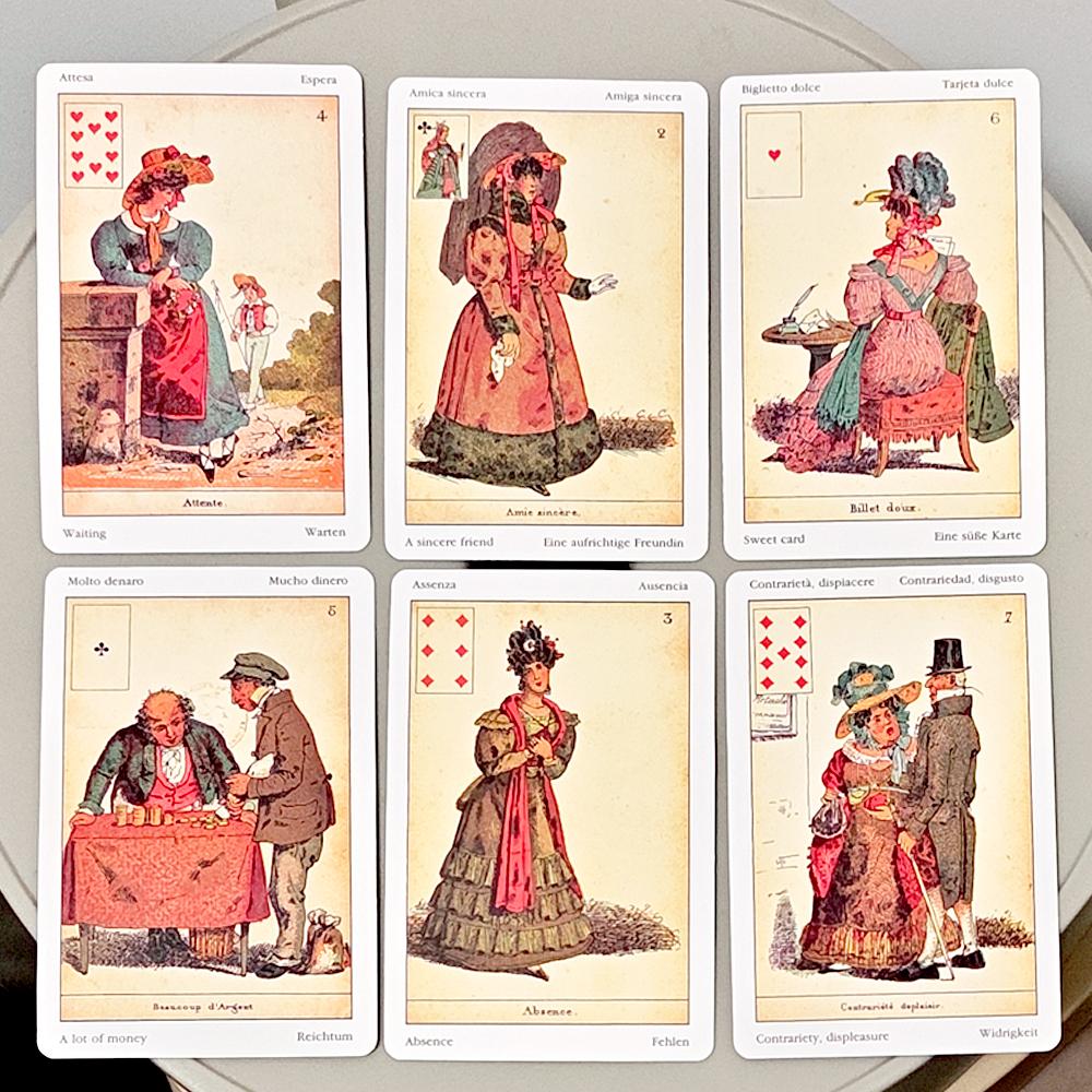 Sibilla Indovina Oracle Cards 10.5*6cm, Vintage 52-Card Divination Deck - Multilingual Victorian Style