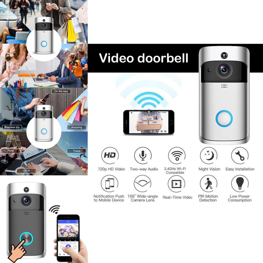 Smart Low Power Wifi Wireless Video Doorbell With Voice Intercom And Mobile Monitoring