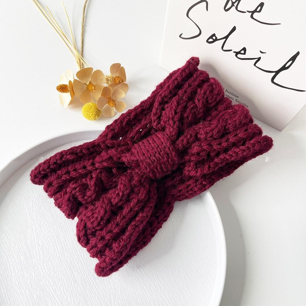 Bow Knot Bow Headband Ear Warm Wool Knitting Headdres  Winter Hair Accessories