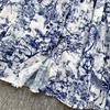 Women's Lapel Collar Vintage Midi Shirt Dress Summer Runway Pleated Short Sleeve Retro Jungle Print Belt Ladies Midi Dresses