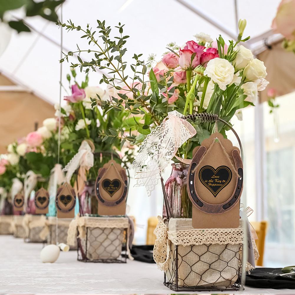 Metal Horseshoe Pendant Wedding Favors with Kraft Tags Wedding Decorations Party Supplies Gifts for
