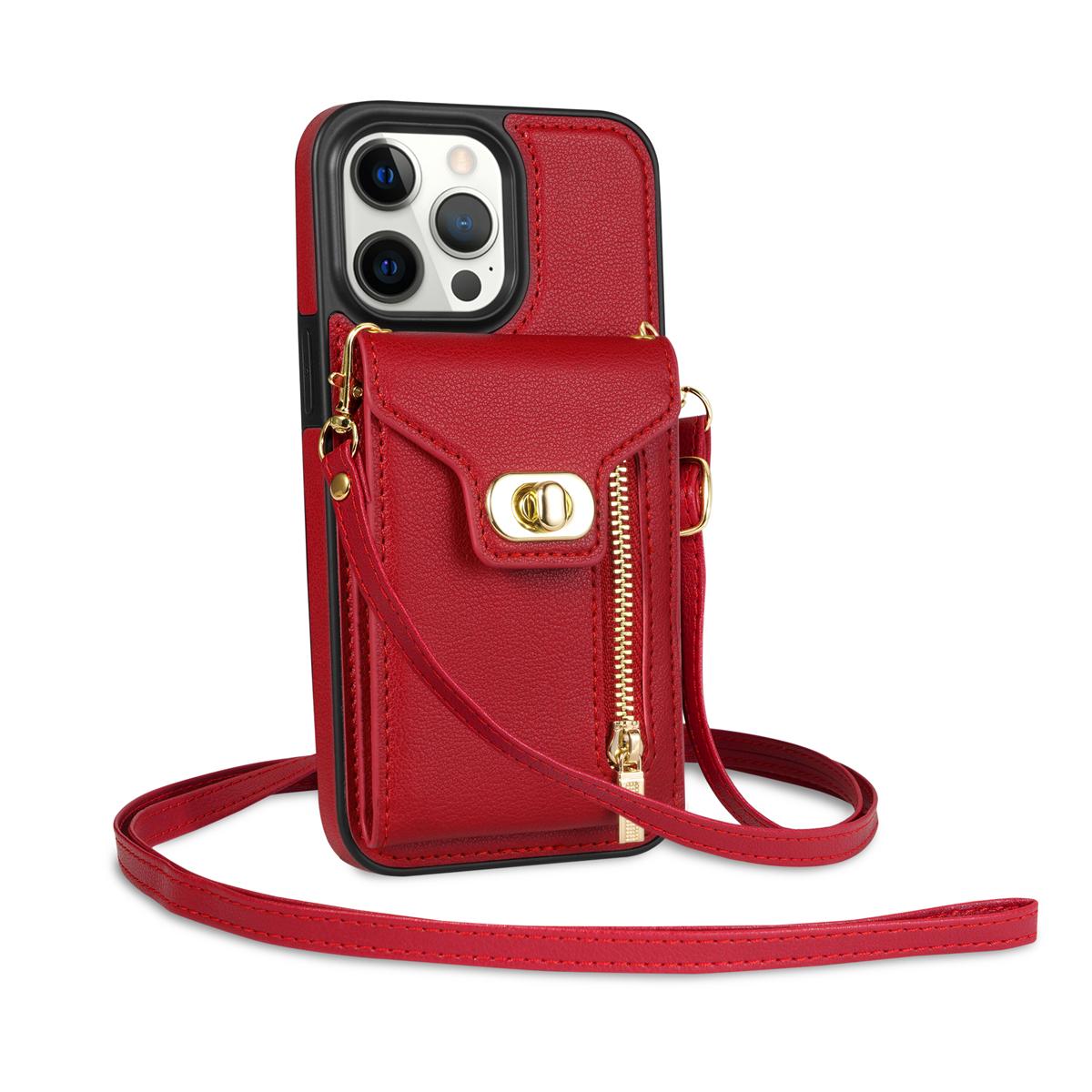 

Crossbody Zipper Cards Solt Wallet Leather Case For Iphone 14 PRO MAX 15 13 12 XR XS X 7 8 Plus SE 2022 Lanyard Bag Pocket Cover For iphone SE2020 червоний
