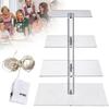 3/4 Tier Acrylic Cupcake Display Stand with LED Light Cupcake Holder Plate Wedding Party Cake Serving Platter Decoration Stands