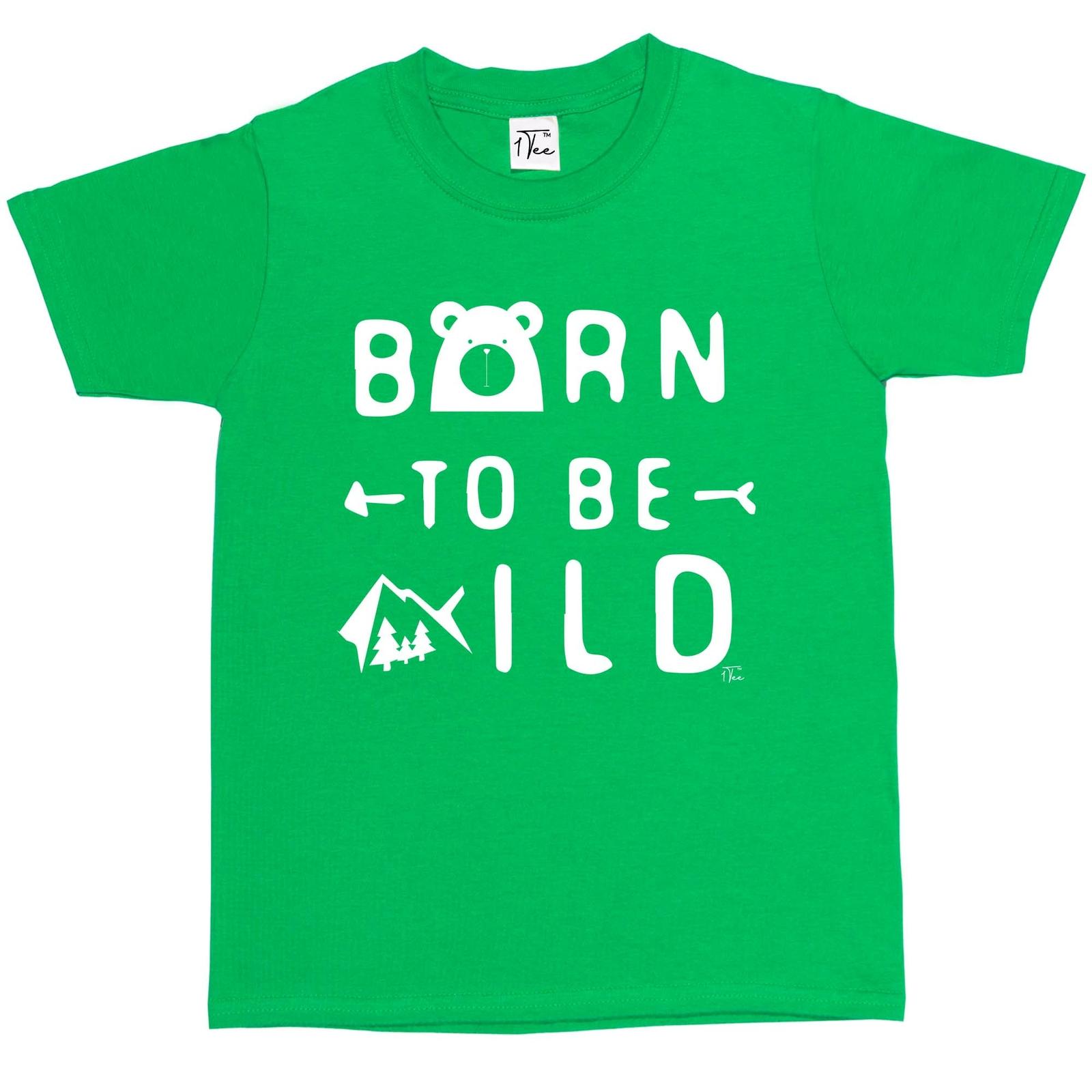 1Tee Kids Boys Born To Be Wild Camping T-Shirt S