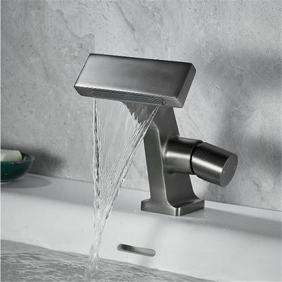 Tuqiu Grau Badezimmerarmatur Messing Gold Badezimmerbeckenarmatur Kalt-Warmwassermischer Spültischarmatur Deckmontiert Schwarze Armatur