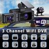 Caméra de tableau de bord Wifi 2/3 pour voiture, FHD 1080p, 3 canaux, enregistreur vidéo, boîte noire, super vision nocturne