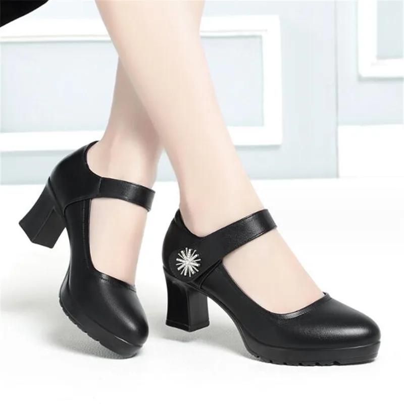 Fashion Women Platform Pumps Shoes Women Shoe 2025 Shallow Mouth High Heels Women's Comfortable Round Head Thick Heeled Black Work Shoes