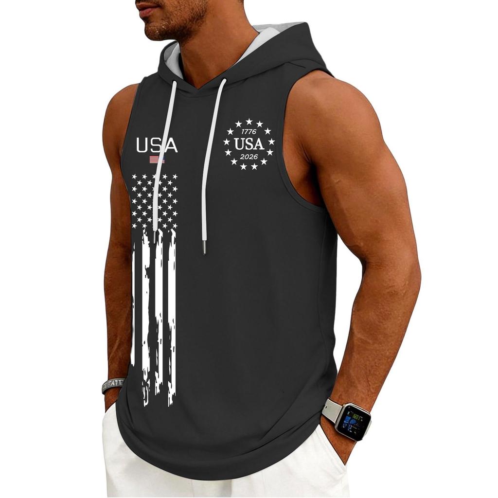 Débardeur Homme Sweat à Capuche Sans Manches Salle de Sport Chemise Lavée Sports Débardeur Fitness Musculation Avec Capuche