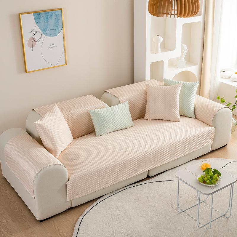 Washable Technology Fabric, Cool Feeling, Summer Anti Slip, Solid Color, Simple Sofa Cushion Cover, Towel