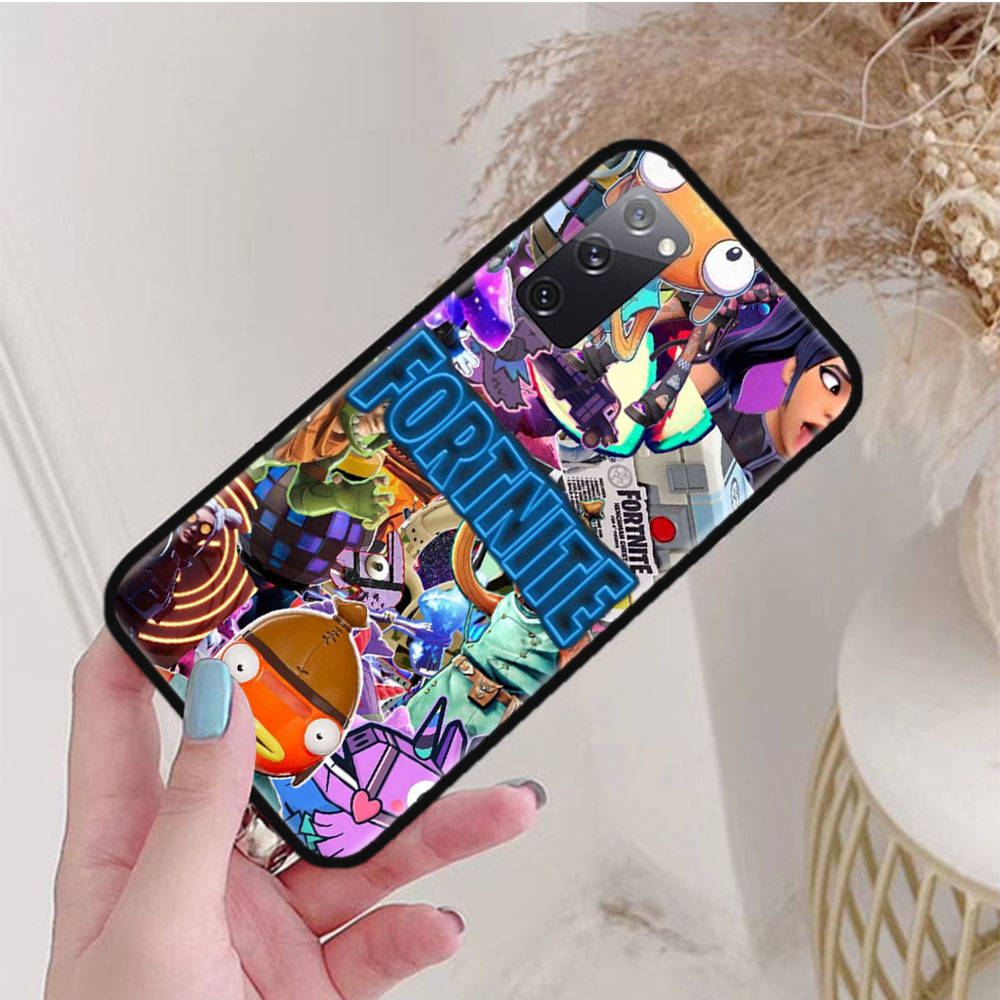 Husa neagra pentru Samsung Note 20 Lite S24 Ultra S23 A03 A05 A06 A11 A71 A15 A16 A13 A24 A25 A33 A52 A53 A50 M55 M35 Plus F-94 Fortnite Joc amuzant