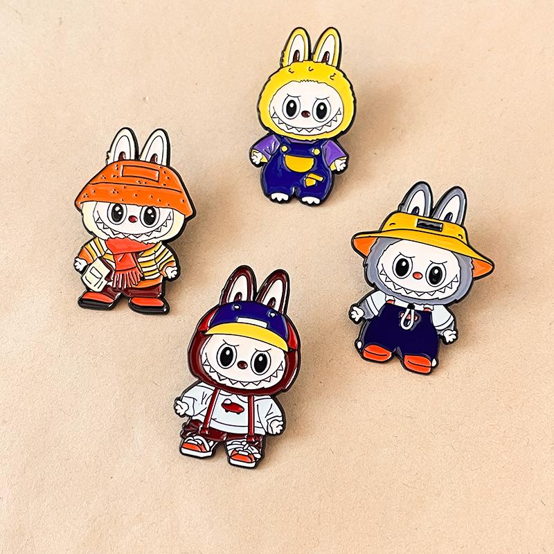 Cute Nordic Elf Labubu Brooch - Cartoon Metal Badge for Clothes & Bags